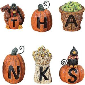 Resin Give Thanks Blocks Set of 6 Fall Home Decor